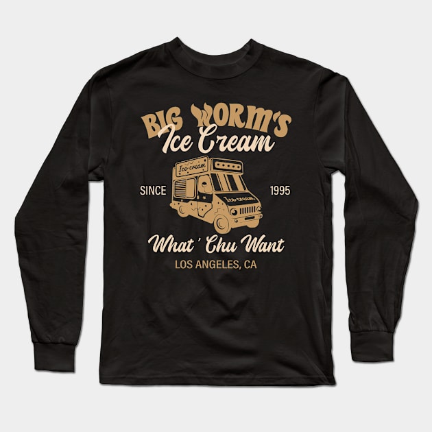 Big Worm's Ice Cream What Chu Want, los angeles, ca, since 1995 brown color Long Sleeve T-Shirt by BijStore